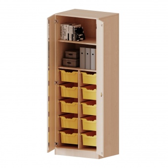 ErgoTray Schrank, 2reihig, 5 OH, zweitürig, mit 10 hohen Boxen, B/H/T 70,3x190x50cm 